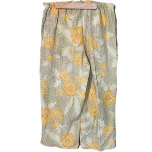 TOMMY BAHAMA Pants Women Med Tropical Floral Linen Straight Lounge Drawstring